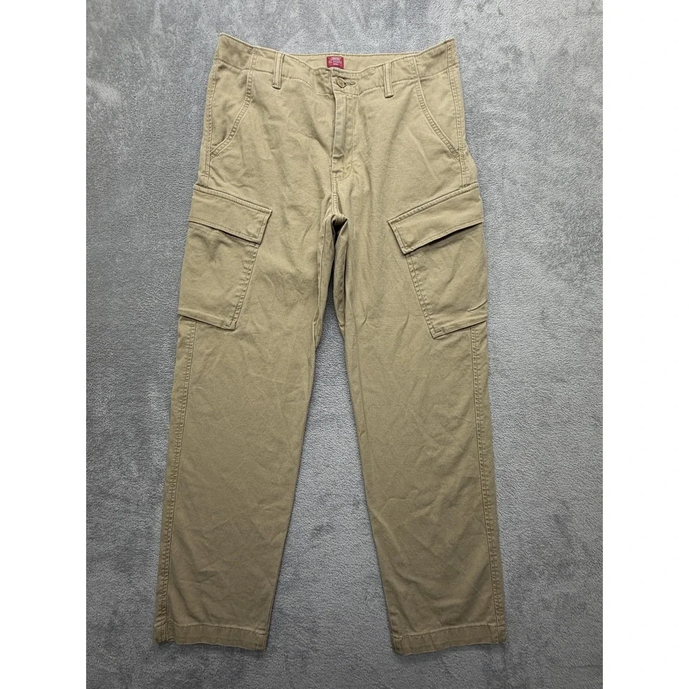 Levis Pants Mens Measured 34x30 Beige XX Cargo Taper Stretch Pockets Regular Fit